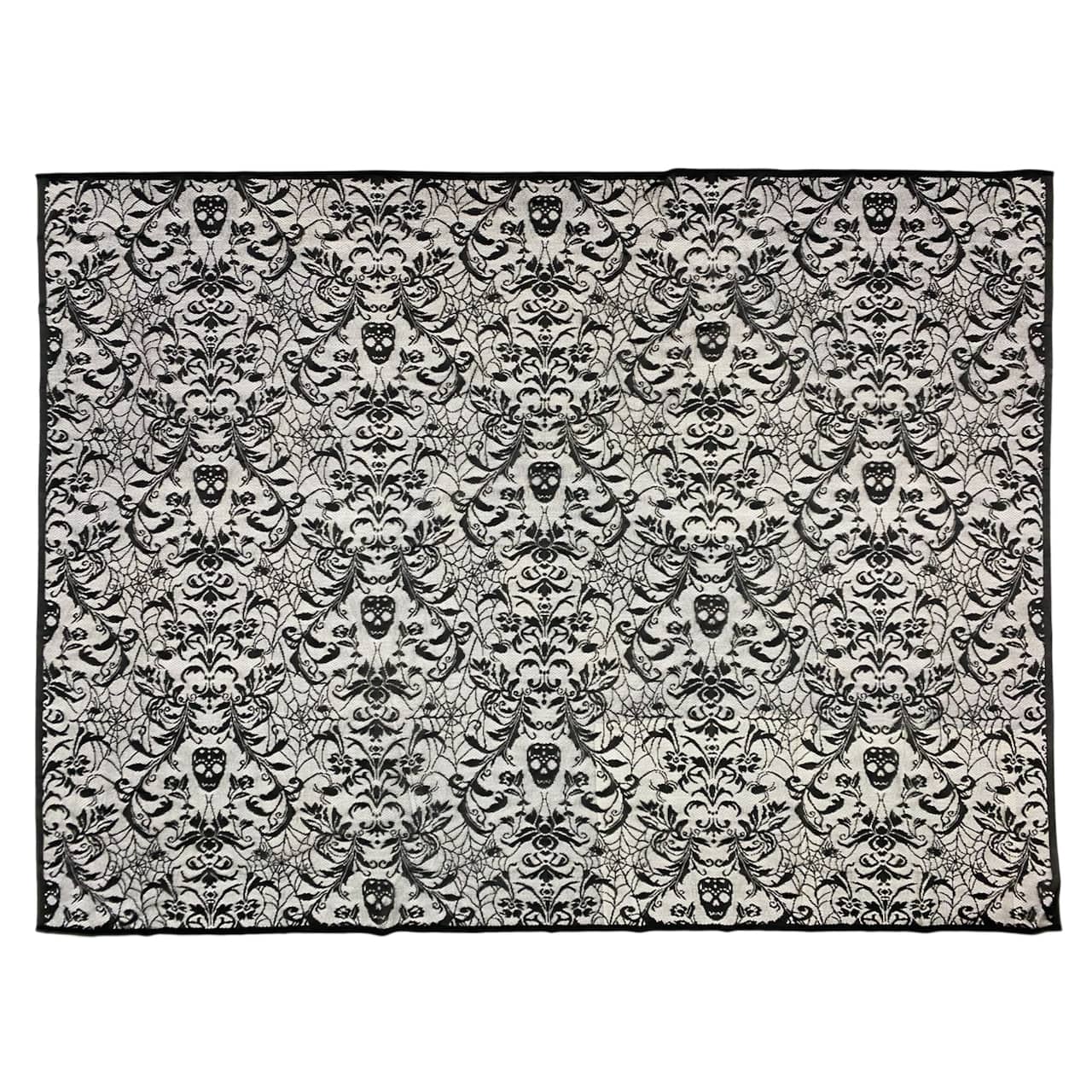 83.5" Black Skull Damask Lace Table Cover by Ashland®